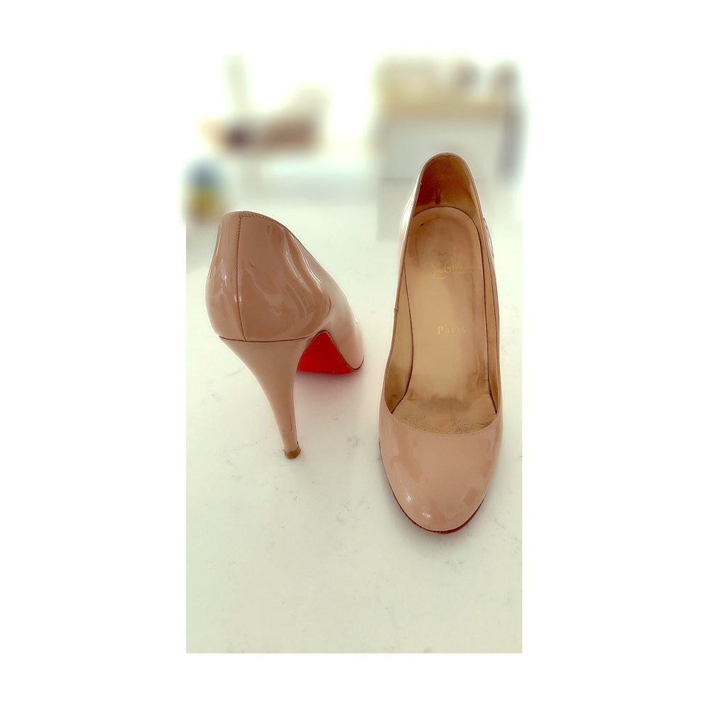 Roundtoe Christian Louboutin nude heels 100mm 39.5